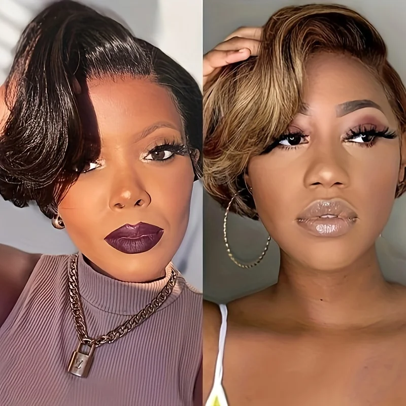 Винтажные волнистые волосы Remy прямые парики с эффектом омбре короткие из