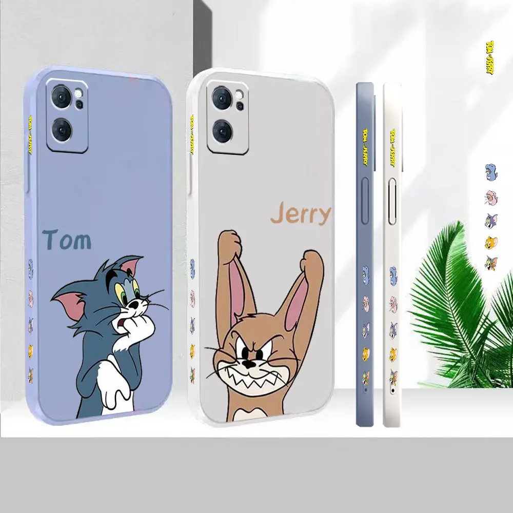

Liquid Silicone Case For Oppo Reno 9 8 7 7SE 6 5 4 4SE 3 Pro Plus 4G 5G Cover Tom And Jerry Colour Fundas Cqoues Shell Capa