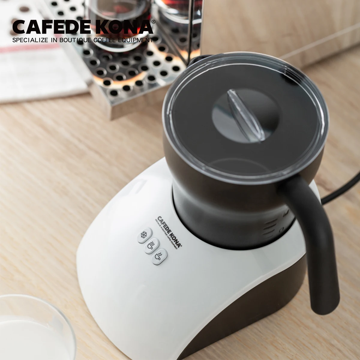 

Cafede Kona Milk Foamer Coffee Mixer Stainless Steel Rechargeable Coffee Electric Milk Frother Milk Foamer Electric Hot
