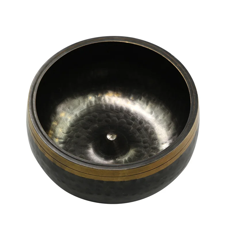 

Handmade Black Gold Buddhist Sound Bowl Bronze Chime Ornaments in Nepal Suitable for Meditation and Ear Picking Yoga 12.5CM