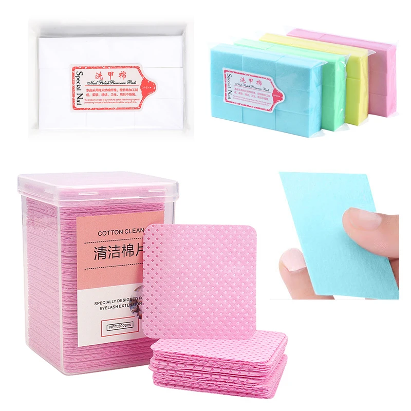 

600-200PCS Nail Polish Remover Cotton Pad Lint-Free Nail Wipes Cleaner Paper Pad for UV Gel Nails Polish Remover Manicure Tool