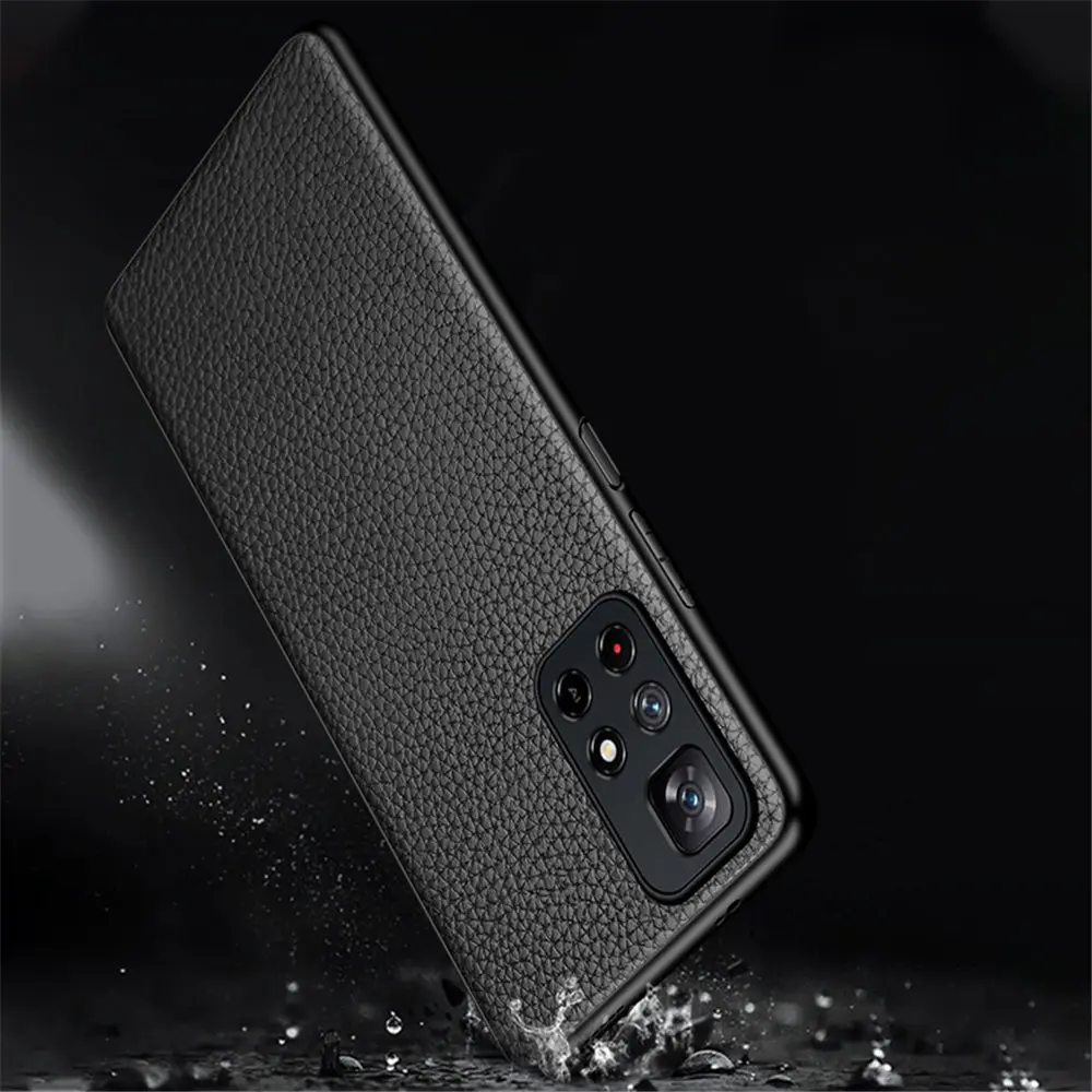 Redmi Note 11 Case Ultra-thin Genuine Leather Back Cover For Xiaomi Redmi Note 11 K40 Pro + Plus Shockproof Case Coque Fundas