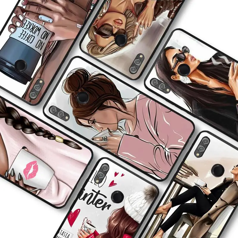 

Princess Female boss coffee Phone Case for Huawei Honor 10 i 8X C 5A 20 9 10 30 lite pro Voew 10 20 V30