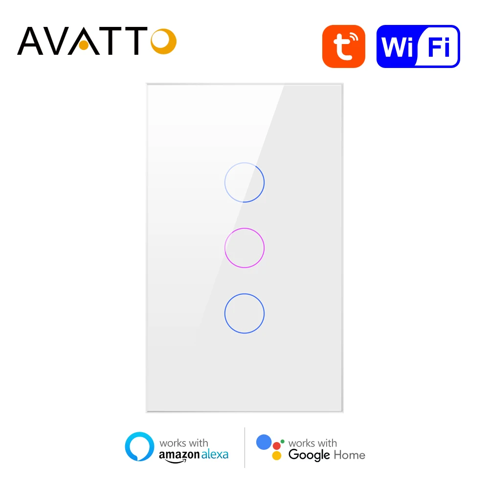 

US Standard Tuya Smart WiFi Light Switch with Glass Panel Touch-Sensor Home interruptor 1/2/3/4 Gang Work with Alexa,Google Home