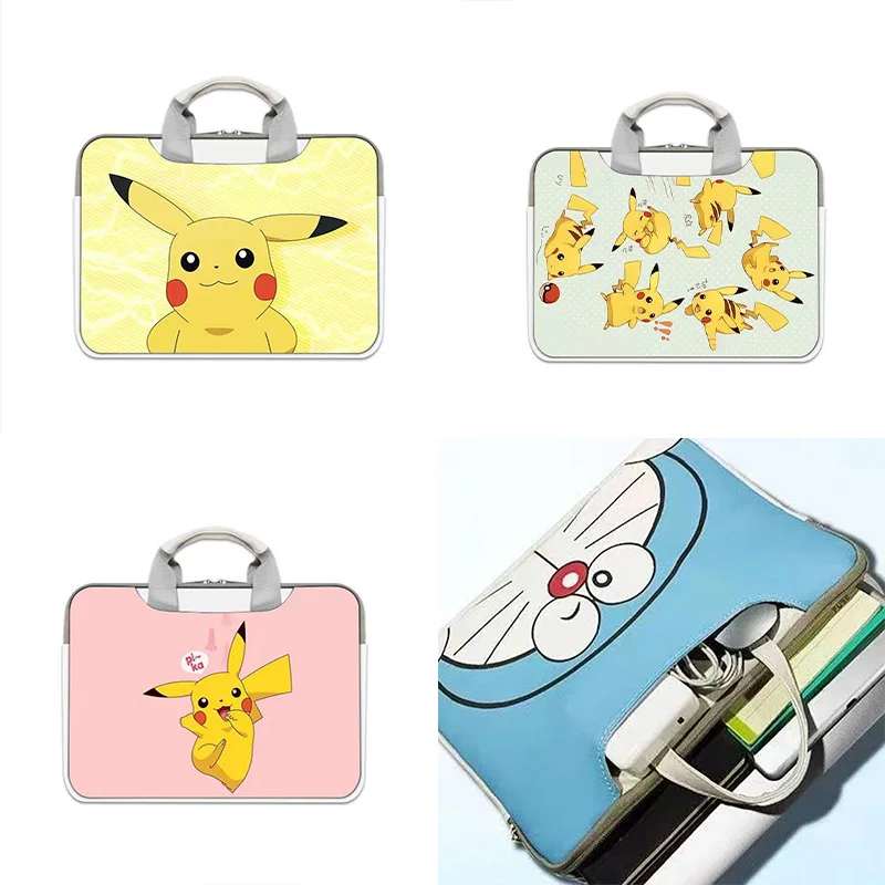 

Pokemon Laptop Bag Anime Kawaii Cute Pikachu Squirtle Air Pro 13 15 Portable Office Shockproof 13 14 15 16Inches Hand Bag Gift