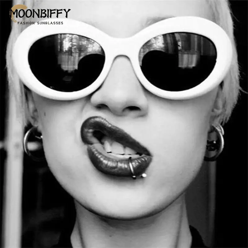 

2023 Goggle Glasses Oval Sunglasses Ladies Trendy Fashion Vintage Retro Sunglasses Women White Black Eyewear UV400 Gafas De Sol