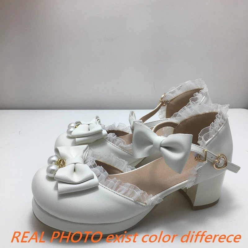 REAVE CAT Женские туфли-лодочки для милых девушек, размеры 28, 29, 30, круглый носок, массивный каблук, платформа, ремешок с пряжкой, бантик, размеры 47, 48, в стиле лолита. (art.: 3920dcbb9412c) - 3920dcbb9412c