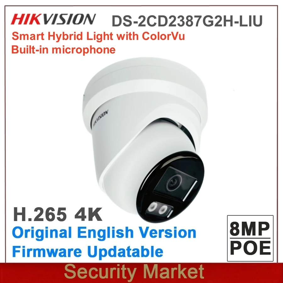 

Hikvision-DS-2CD2387G2H-LIU de seguridad inteligente POE, Original, luz híbrida con ColorVu, cámara de red de torreta de vigilan