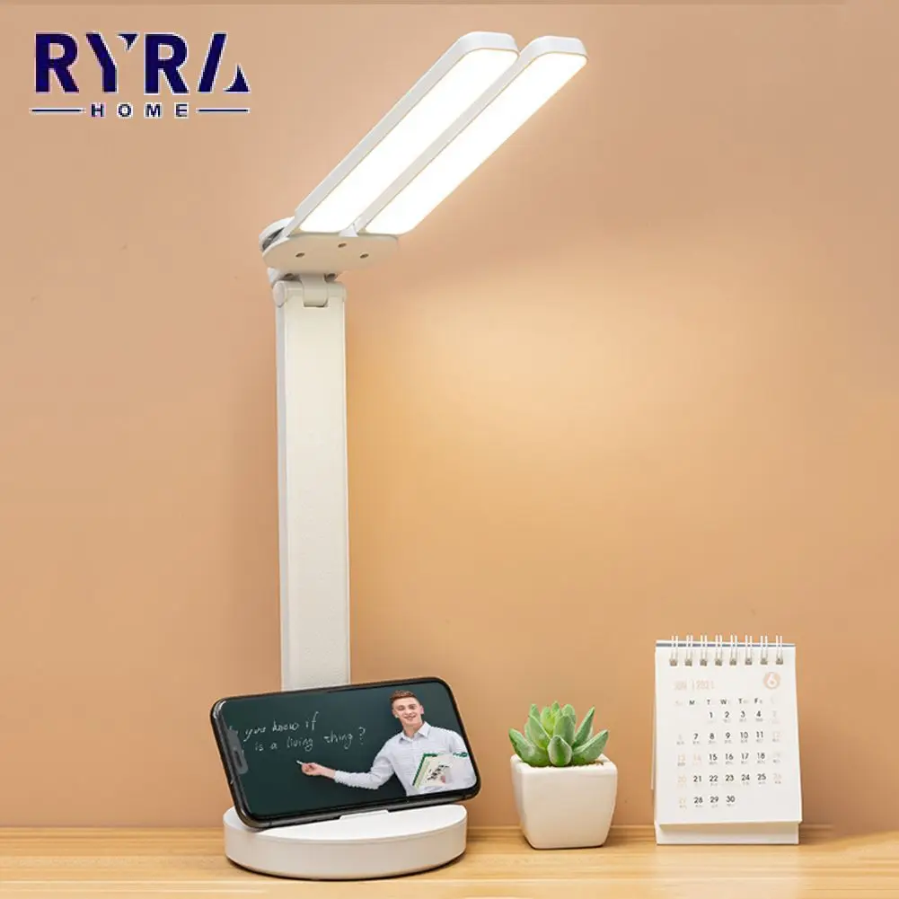 

Светодиодная настольная лампа с 3 уровнями яркости, складные настольные лампы с сенсорным управлением, питание от USB, ночсветильник с защито...