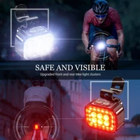 350 lumen ip66 waterproof bicycle light sets bike headlight and tail light sets for bicycle 12 gear mode smart sensor brake lamp
