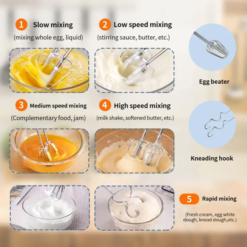 Электрическая бытовая ручная взбивалка для яиц миксер выпечки тортов