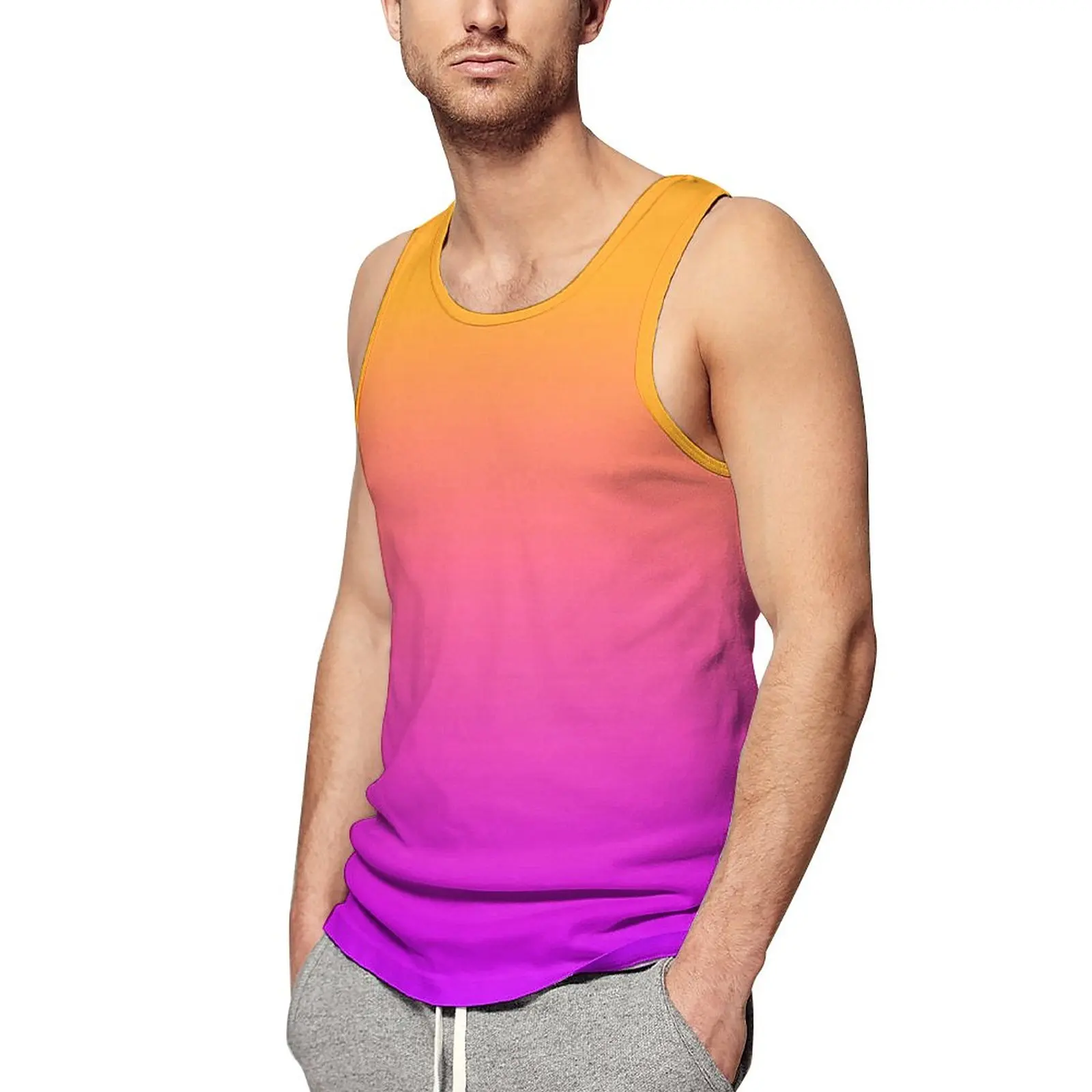

Watercolor Sunset Tank Top Men Gradient Ombre Muscle Tops Summer Workout Custom Sleeveless Vests Large Size 4XL 5XL
