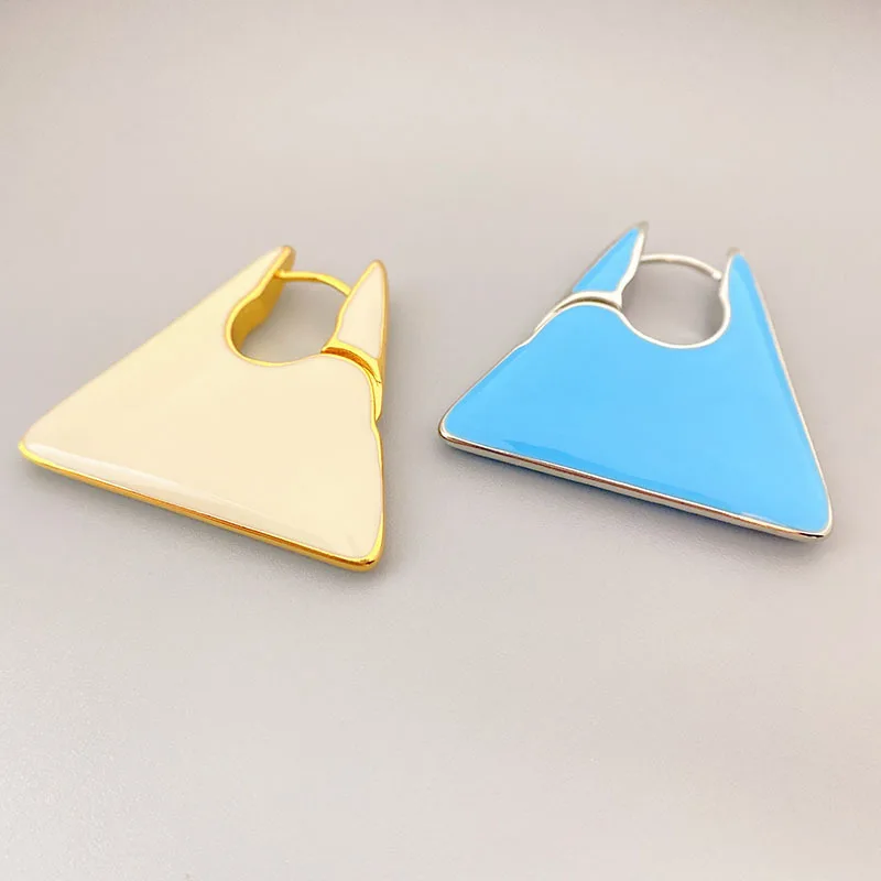 

European and American new exaggerated atmosphere pure color Enamel Earrings female geometric Earrings