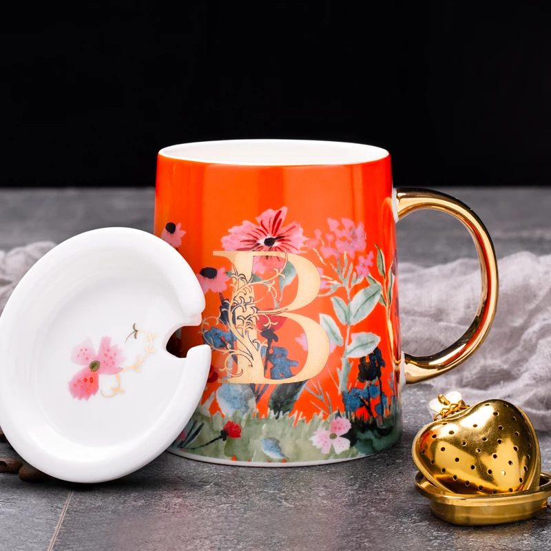 

Nordic style creative ceramic cup personality trend student cup with spoon lovers Coffee Cup Mug coffee mug