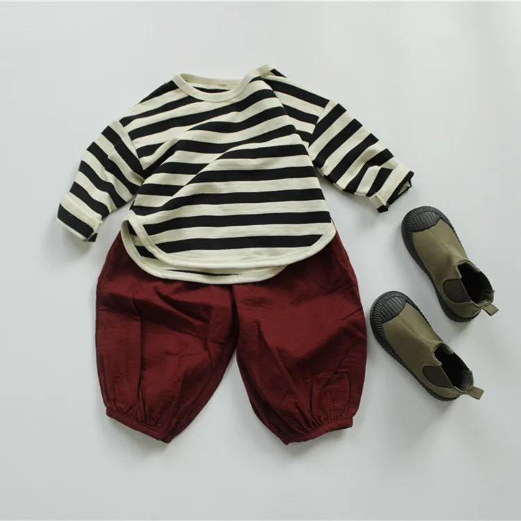 Freely Move Kids Shirts T-Shirt For Children's Children Girls Boys Shirt Child Kid's Striped Kid Cotton Tops Clothing Clothes