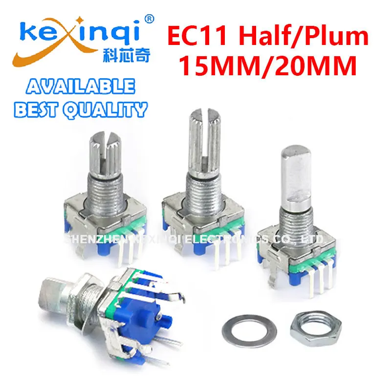 

5pcs EC11 Half / Plum Axis Rotary Encoder 20mm 15mm Handle Length Code Digital Potentiometer With Switch 5Pin 3PIN