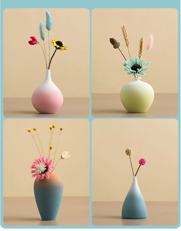 

Nordic Macaron creative ceramic vase decoration pieces, living room flower arrangement, dry flower decoration, handicraft decora
