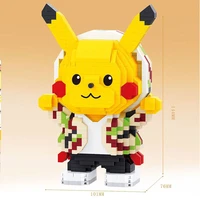 pokemon pikachu camouflage suit cosplay creative mini blocks kids funny toy bricks action figure toys for children