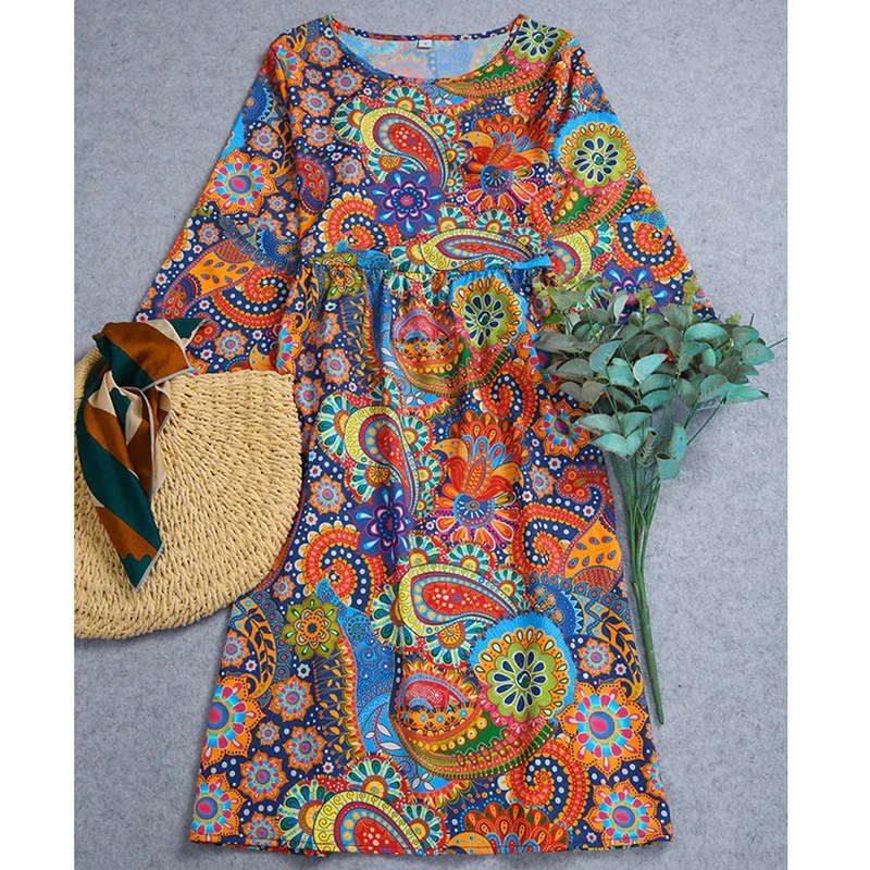 

2023 Элегантное повседневное приталенное сексуальное платье, модное женское платье с круглым вырезом и длинным рукавом, мини-платья для женщин, Элегантный цветочный принт A-li