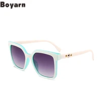 boyarn new uv400 shades oculos hot street auction womens square rivet sunglasses fan shaped gafas de sol big brand sunglasses