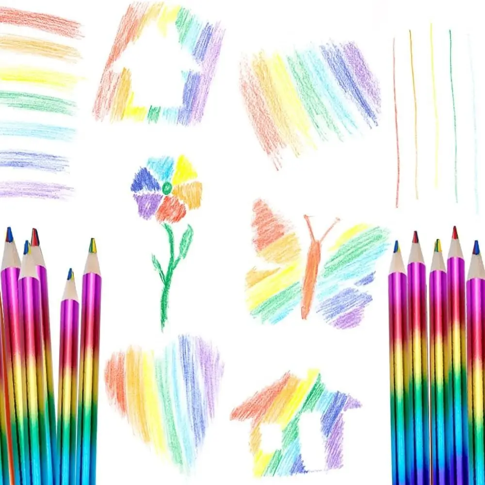 Sketching Blue Red Multi Colored Pencil Wood Green Wooden Co