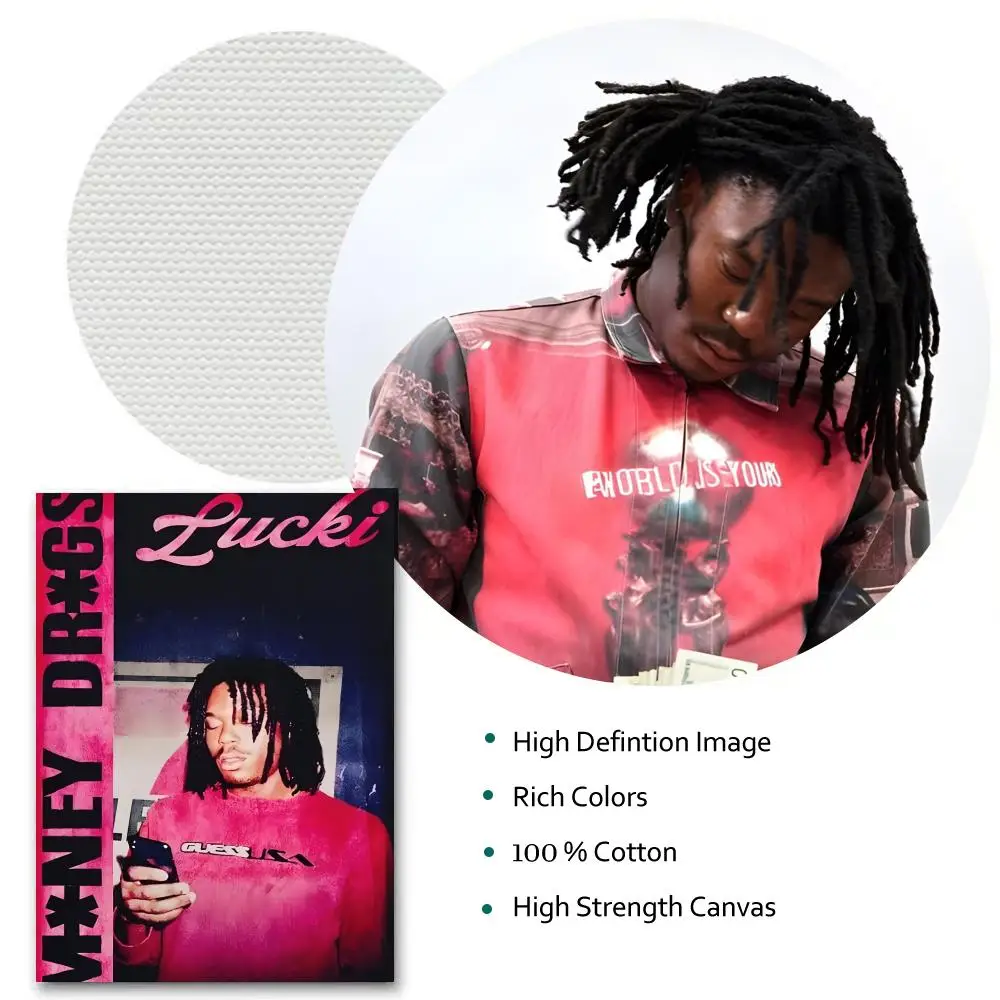 Фото Постер с изображением рэпера WAKE UP LUCKI, HD-качество, прочный, из ПВХ, для украшения стен - водонепроницаемый, утолщенный, для дома, отеля, спальни №3
