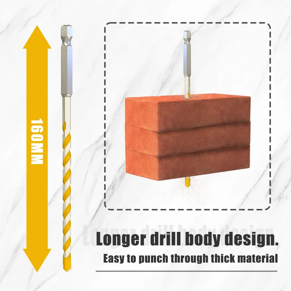Сверло с шестигранным хвостовиком 160 мм из карбида вольфрама 5/6/8/10/12 для