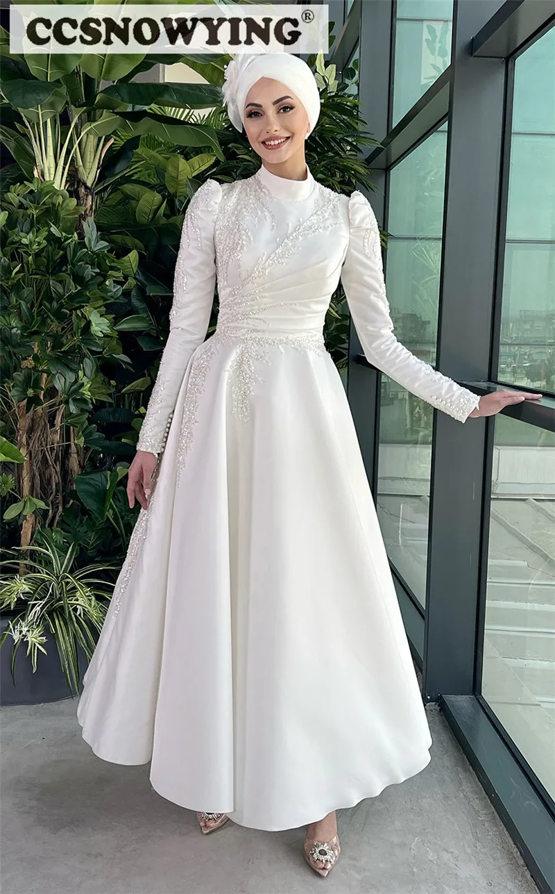 Элегантное женское свадебное платье атласное невесты ТРАПЕЦИЕВИДНОЕ арабское
