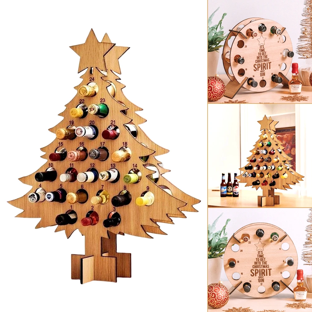 

Advent Calenda Wooden Christmas Tree Wine Bottle Rack Storage Rack Creative Christmas Decor Christmas Countdown Decor 2022