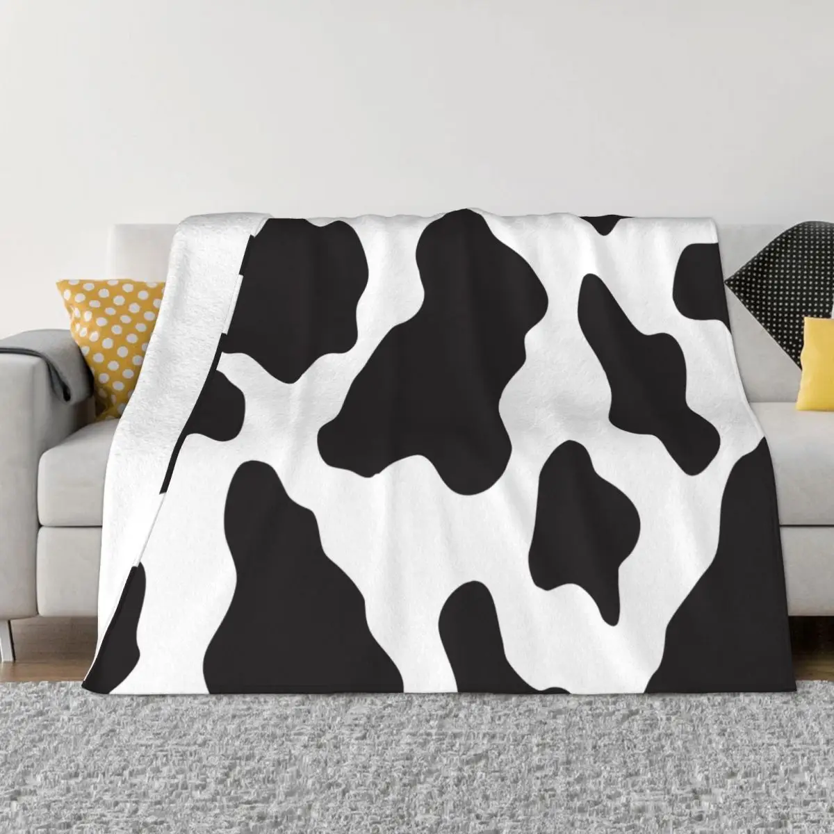 Ковбойское и сельское одеяло из кораллового флиса с животным принтом коровы