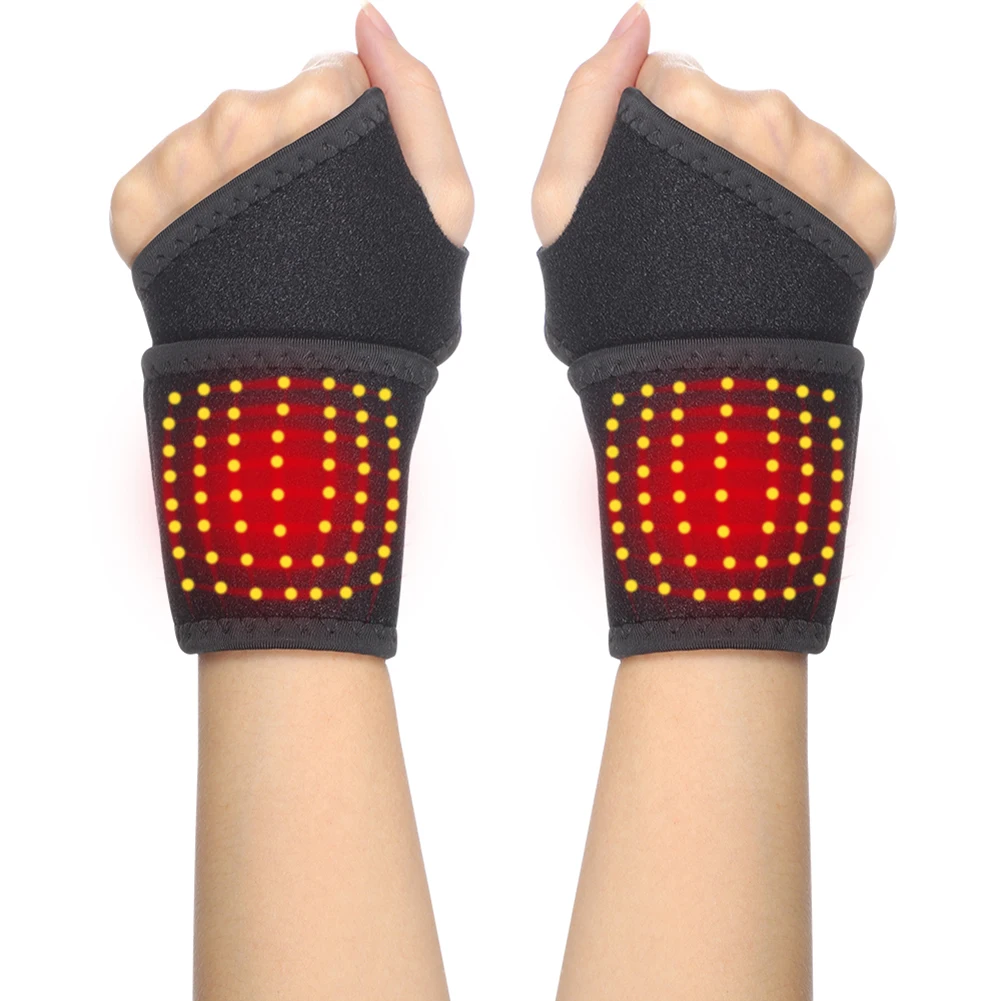 

1Pair Magnetic Therapy Self-Heating Wrist Support Brace Wrap Heated Hand Warmer Compression Pain Relief Wristband Belt