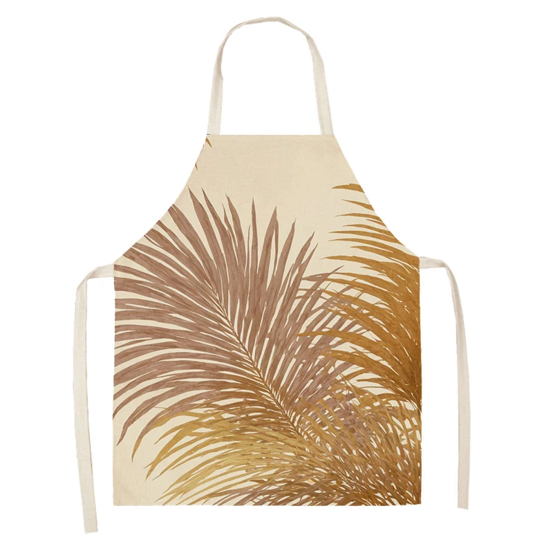 Льняной фартук для женщин бохо с принтом кофе