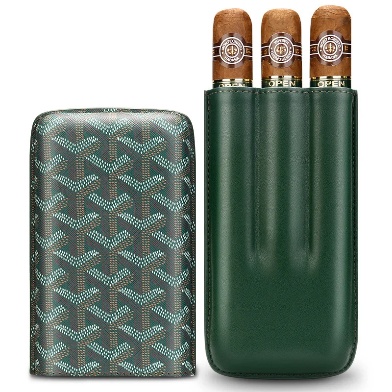 

Классическая Кожаная подставка для сигар, портативная коробка для сигар с 3 отделениями, для хранения сигарет, хьюмидор, коробка для путешествий, подарок мужчине, отцу