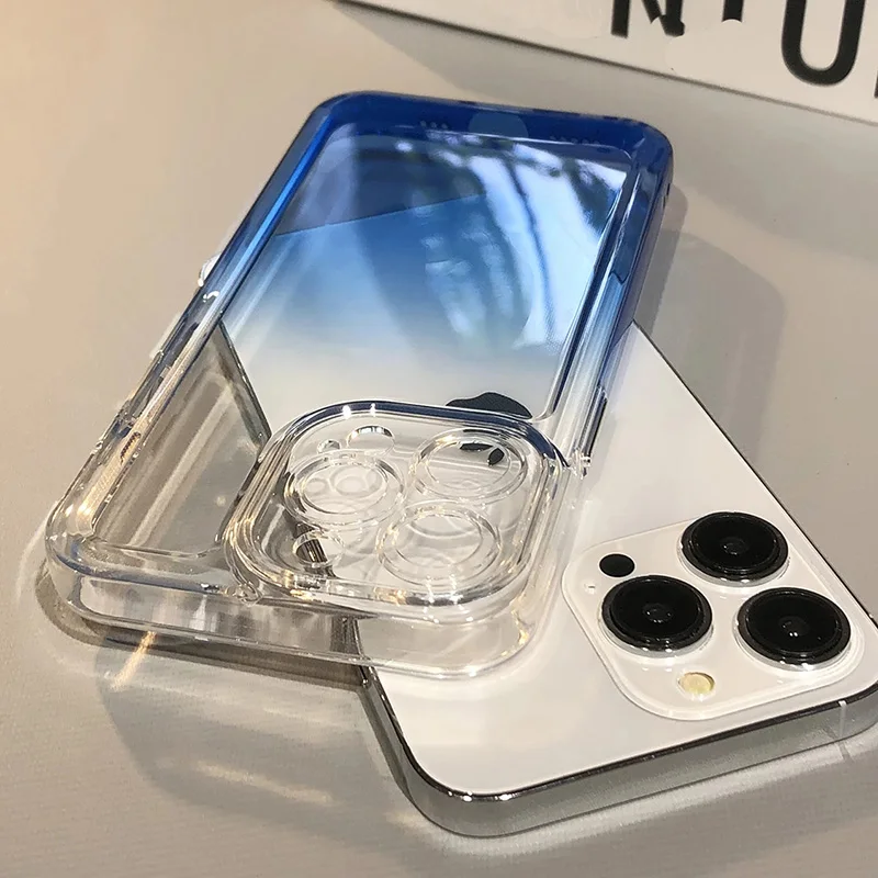 

Fashion Crystal Gradient Phone Case For iPhone 11 12 13 Pro Max X XR 7 8 Plus XS Max Camera Protection Shockproof Soft Cover