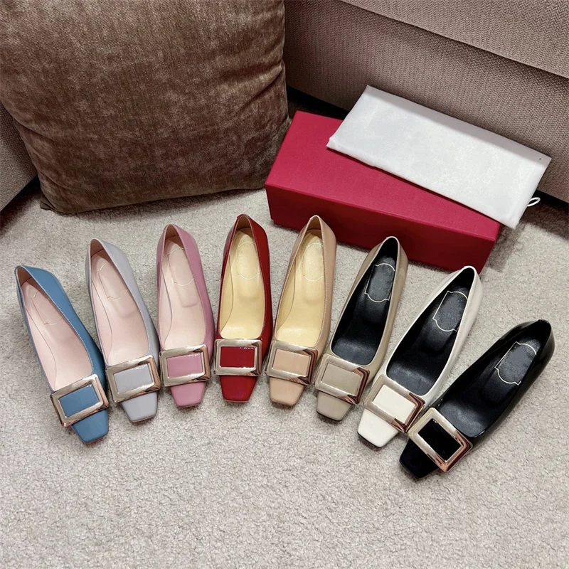 

Женские кожаные туфли с квадратным носком, на толстом каблуке