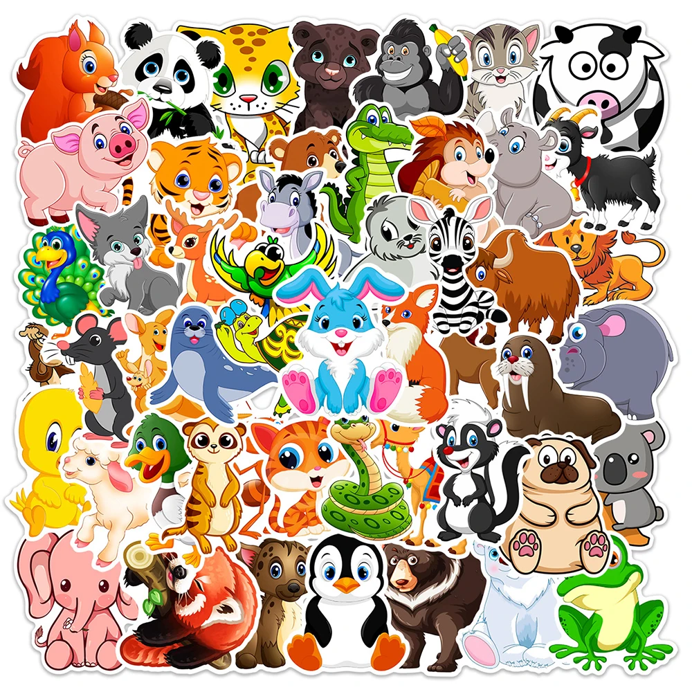 

10/30/50pcs Cute Cartoon Animal Stickers Toy Kawaii Decals Decoration Skateboard Laptop Phone Notebook Bike Car Kids DIY Sticker
