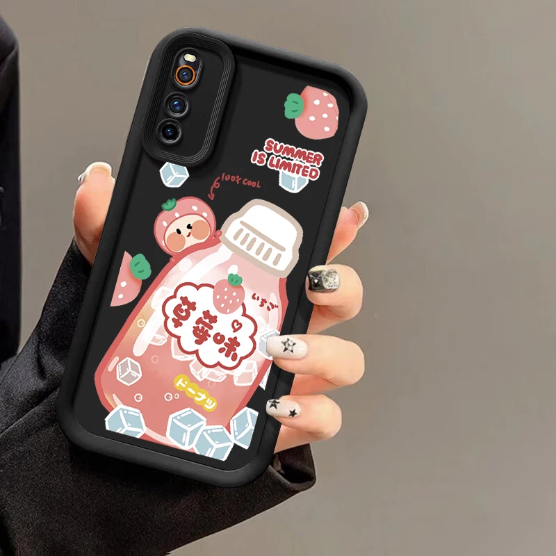 Мягкий чехол с рисунком клубники оранжевой соды для VIVO Y75s Y72t Y10 Y77e t1 Y55s Y52s Y53s Y50t Y33s