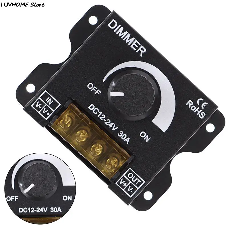 

1Pc DC12V-24V LED Dimmer 30A 360W Adjustable Strip For Single Color 5050/3528