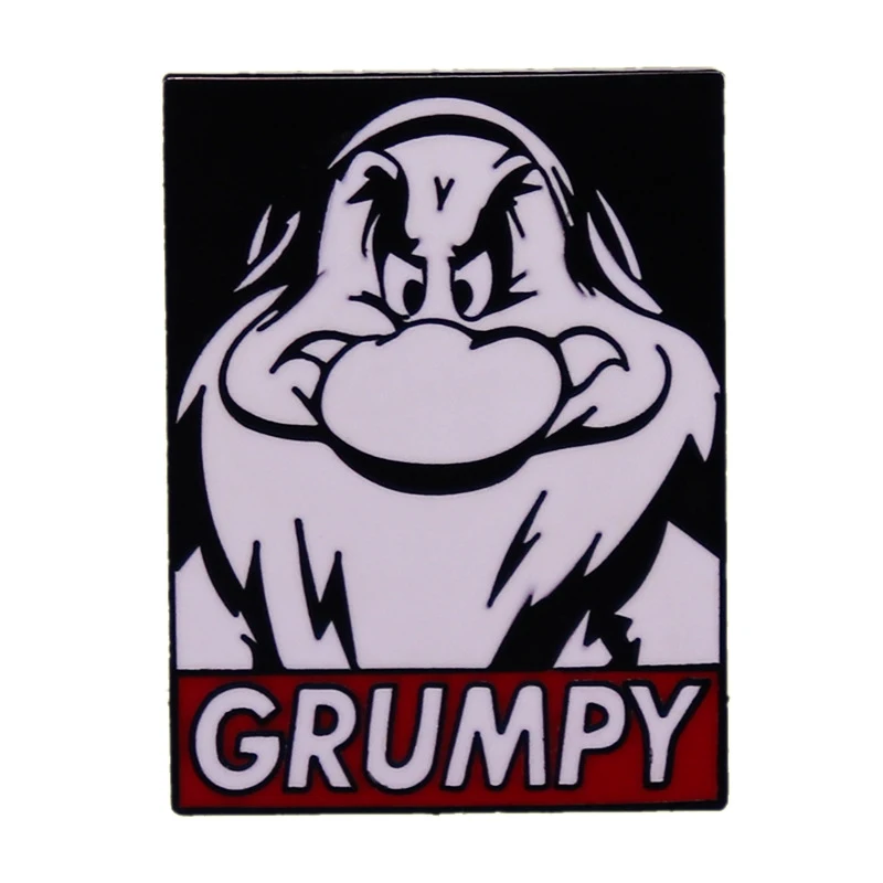Grumpy Dwarf Brooch Fairy tale Character Badge Romantic  Lapel Pins Badge Hats Clothes Backpack Decoration Jewelry Accessories