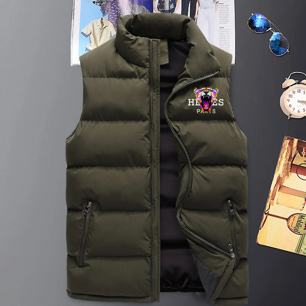 2024 Mens Sport Vest Jacket Winter Lightweight Warm Ski Sleeveless Puffer Waistcoat Leisure Water-Resistant Male Luxury Cloth