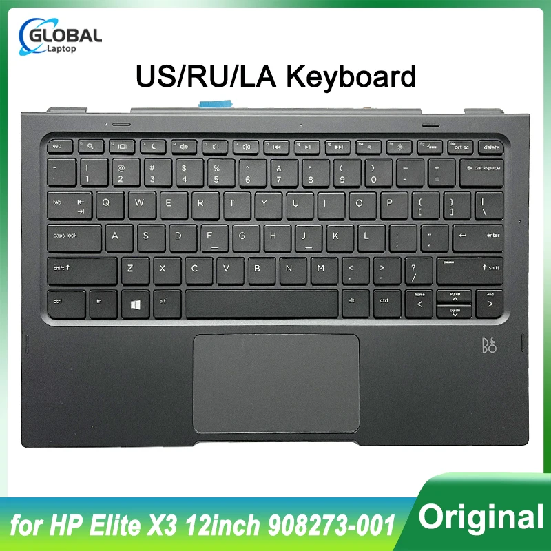 Оригинальная новая клавиатура US RU LA для ноутбука HP Elite X3, 12 дюймов, чехол для ноутбука, подставка для рук, верхняя крышка, сменный корпус Russi 908273-001