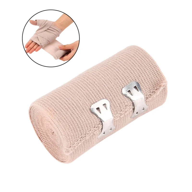 

4pcs Elastic Bandages Wrap Roll with Extra Metal Clips Sports Supplies for Ankle Support Arm Leg or Chest