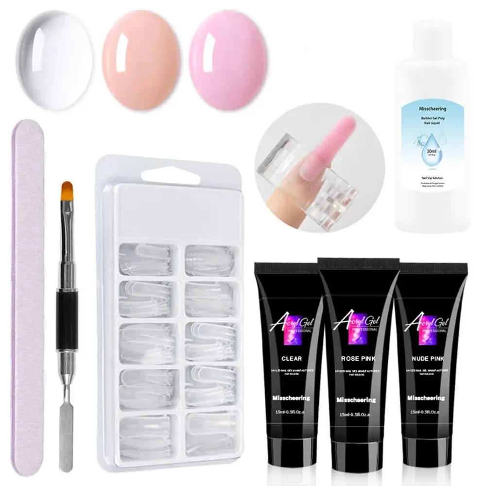 

New Fake Tips Tools Nail File Double-ended Nail Polish Brush Nail Molds Manicure Suit Nail Extension Gel Set