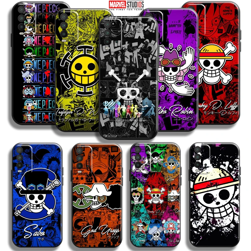 

One Piece Skull Logo Phone Case For Xiaomi Redmi 9T 6.53 Inch Liquid Silicon Funda Coque Silicone Cover Carcasa Black