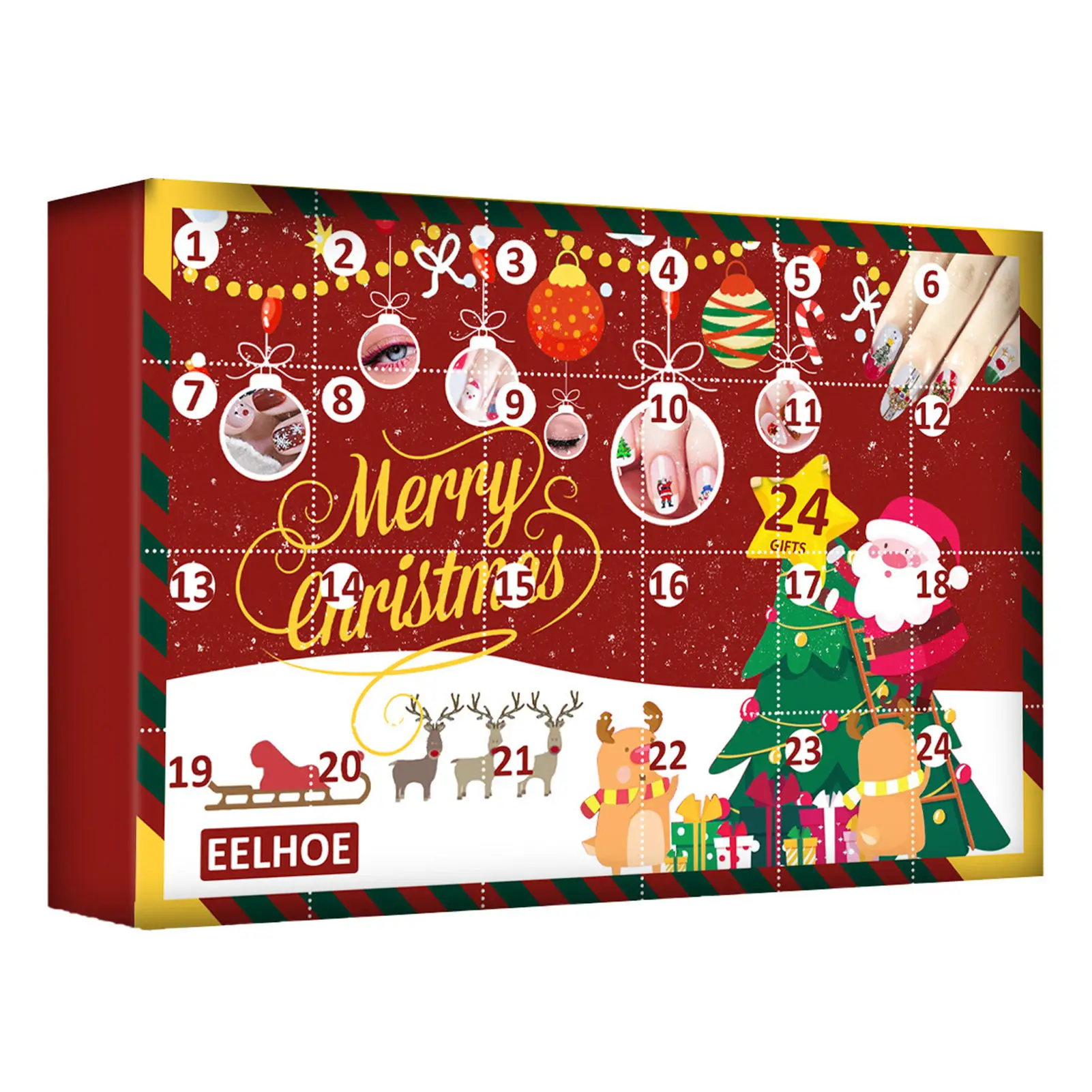 

Christmas Calendar Countdown Christmas Advent Calendar For Girls Women Cute Nail Stickers Kit Christmas Decoration Ornaments For