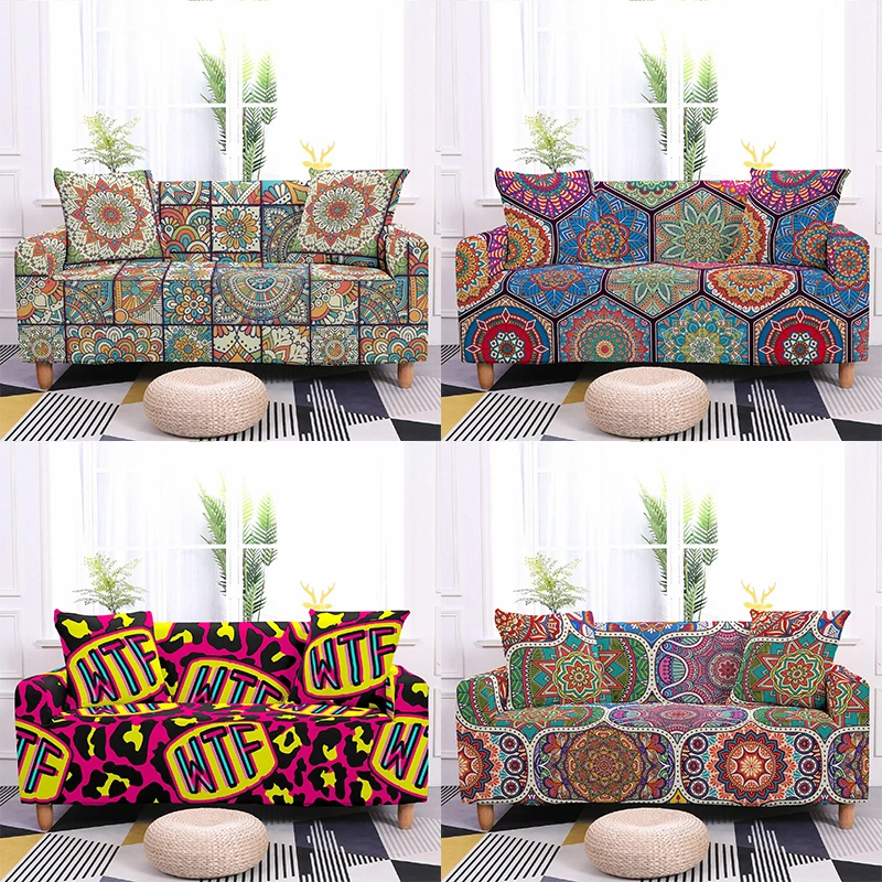 

Mandala Theme Geometry Elastic Sofa Cover Home All Inclusive Dustproof Sofa Covers for Living Room Sectional Sofa Cushion Cover