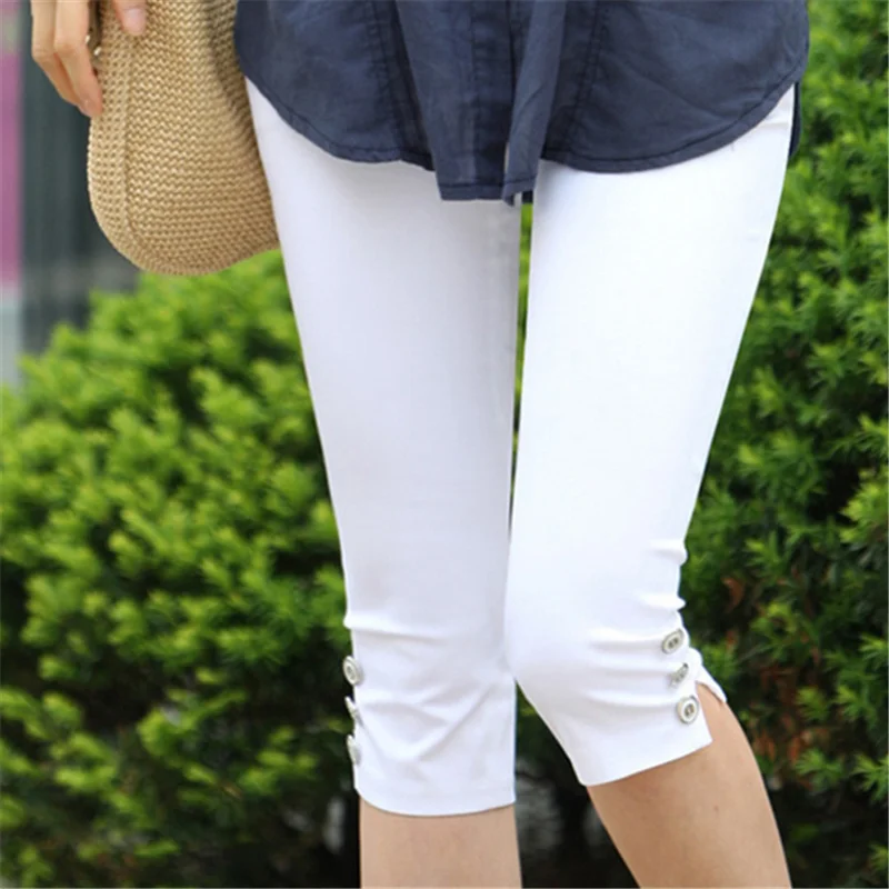

Women's Breeches Summer Slim Waist Candy Color Stretch Leggings Capris Fashion Pencil Pants Crops For Female