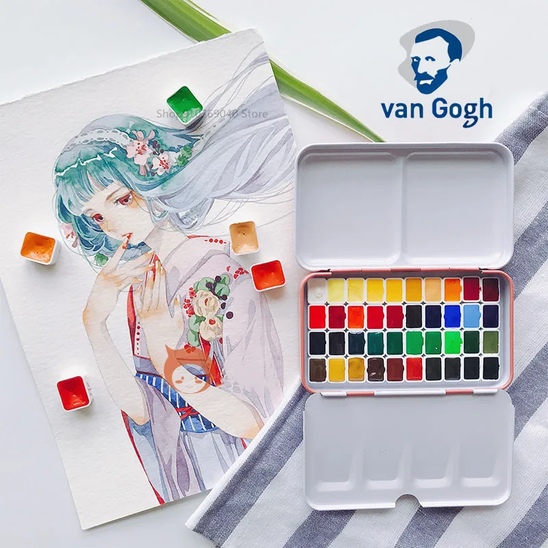 Фото Van Gogh Нидерланды 24/40 цветная однотонная Акварельная краска пробная упаковка 0,5/1 мл мини-упаковка художественная краска художественные прин... №3