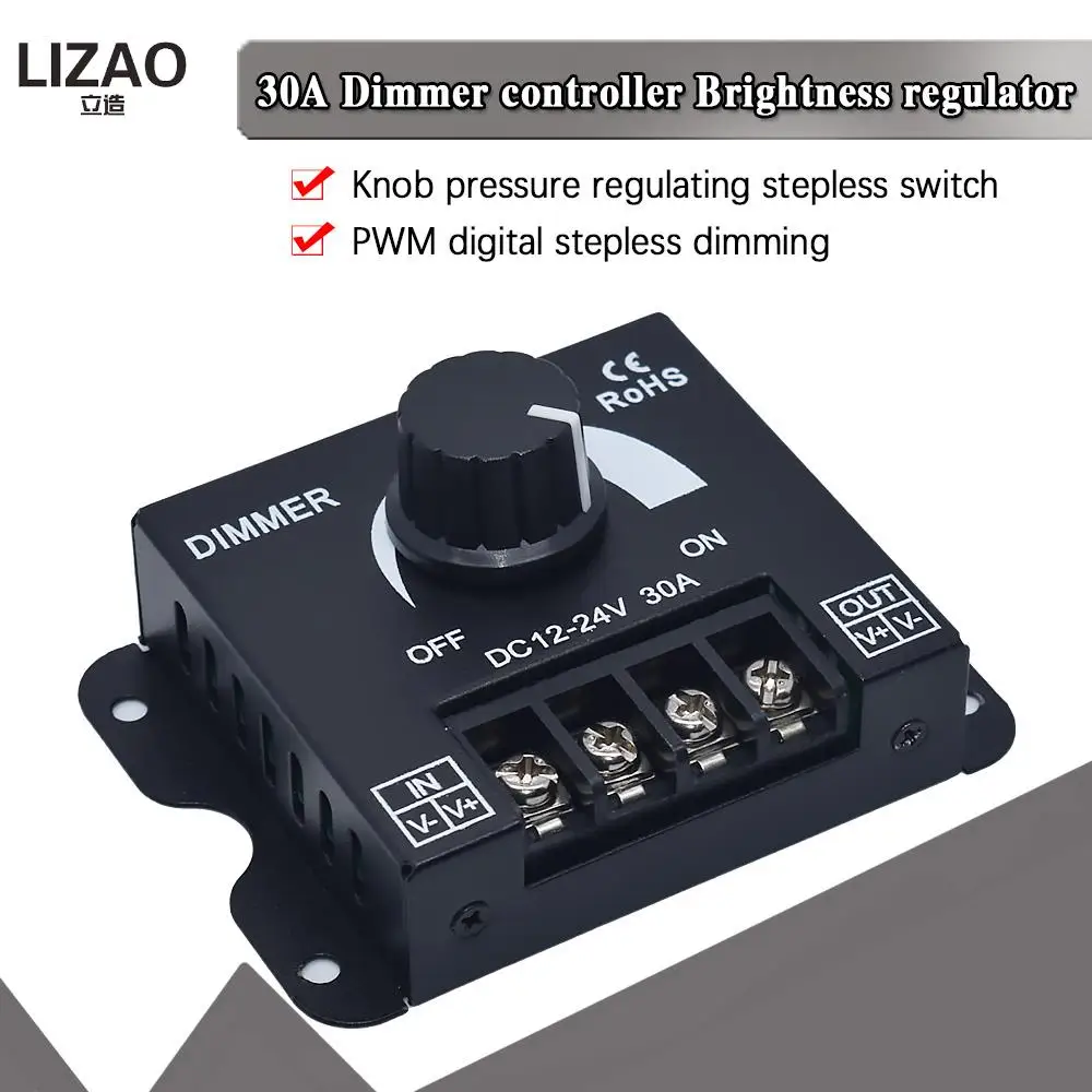 

Светодиодный диммер с регулируемой яркостью, лампа, полоса, драйвер, одноцветный светильник, контроллер источника питания 30A, 12 В постоянного тока, 24 В, 360 Вт