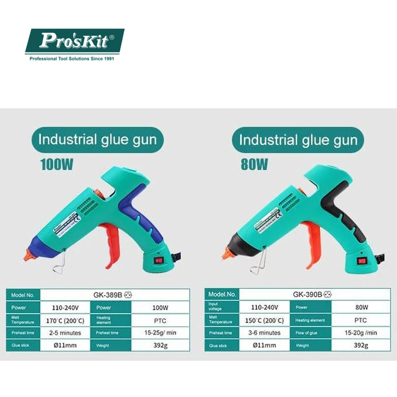 Профессиональный клеевой пистолет горячего расплава PRO'SKIT 100W GK-389H 80W GK-390H
